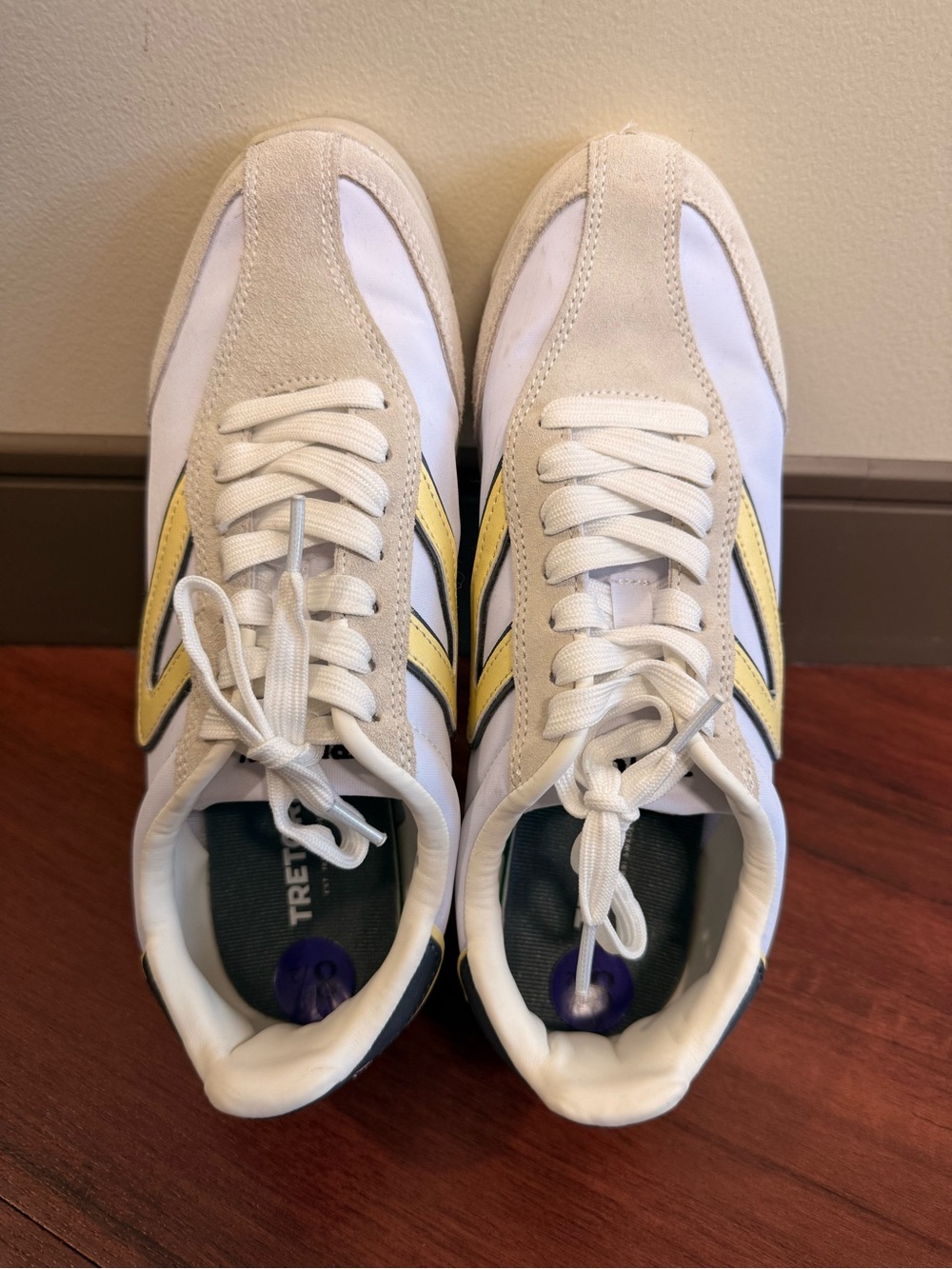 Tretorn White and Yellow Retro-Inspired Sneakers